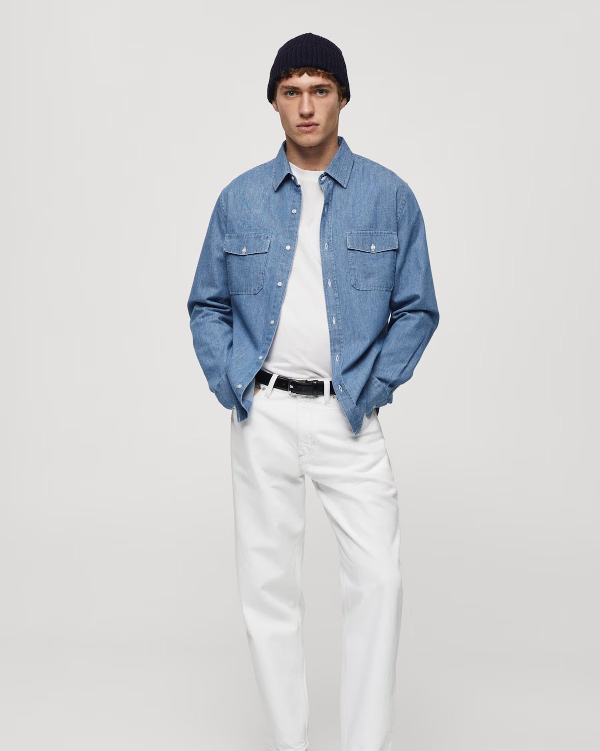 Denim overshirt with pockets